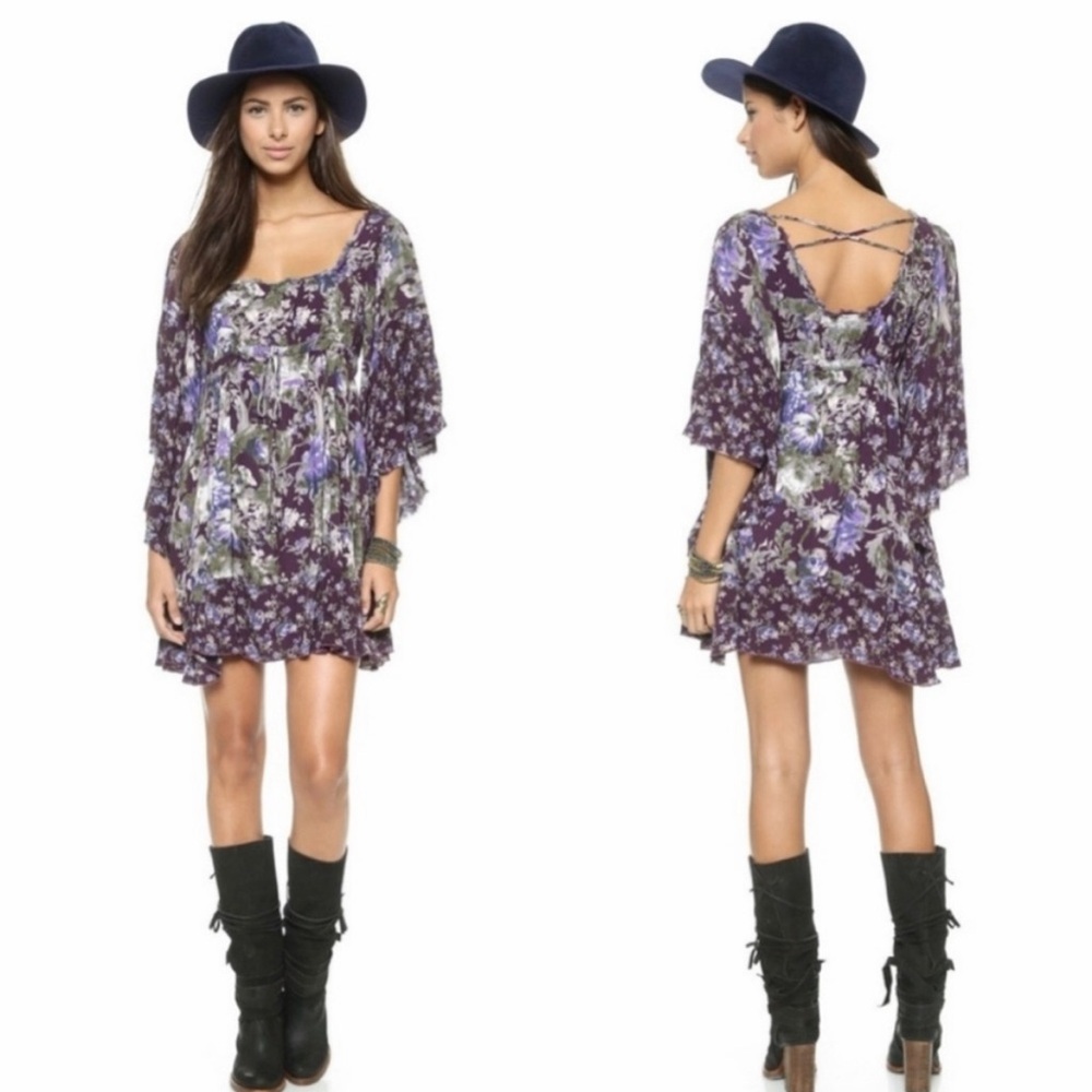 Free People Heart of Gold Boho Mini Dress-Size XS